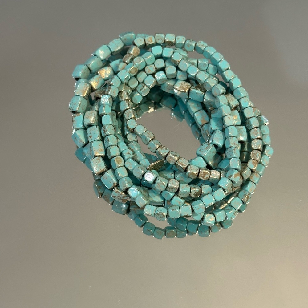 Marlyn Schiff Turquoise Bracelet with Gold Charm